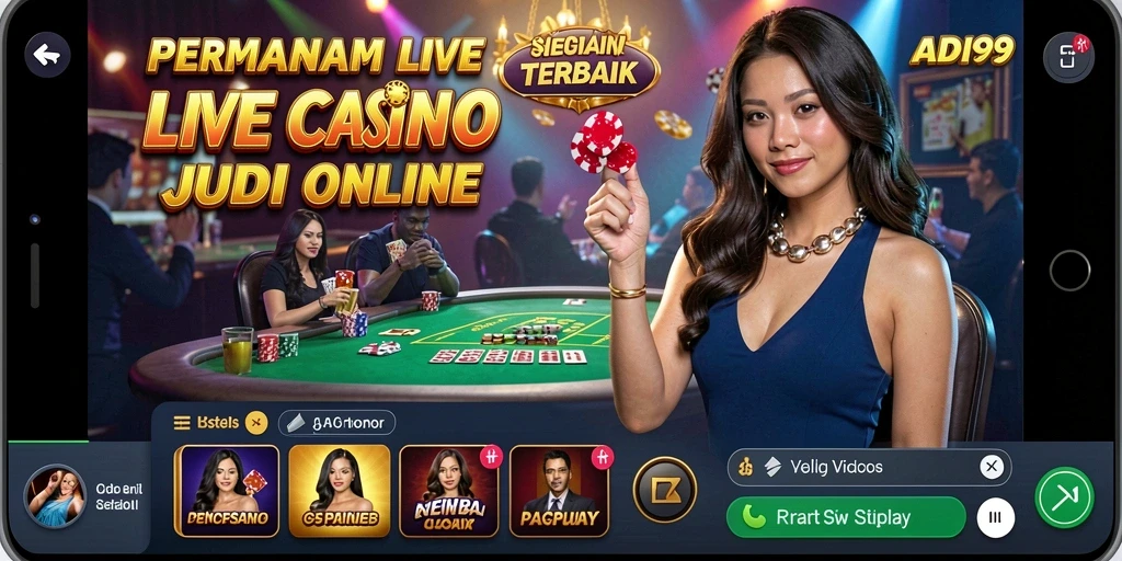 Screenshot gameplay ADI99 menampilkan dealer profesional dalam sesi Live Casino.
