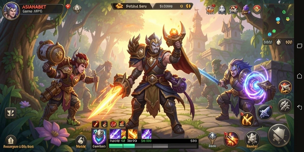 Tampilan gameplay ASIANABET dengan aksi pertempuran seru dan karakter yang dinamis.