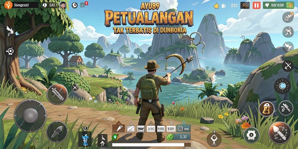 Screenshot gameplay AYU89 menampilkan dunia terbuka yang luas dan menakjubkan.