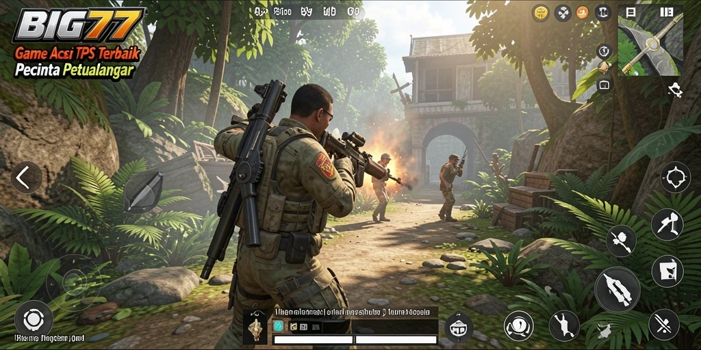 Tampilan screenshot utama gameplay seru BIG77 dalam genre TPS.