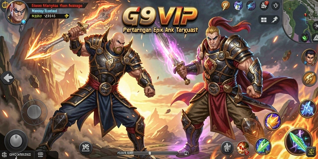 Screenshot G9VIP menampilkan pertarungan yang mendebarkan dan karakter yang keren.