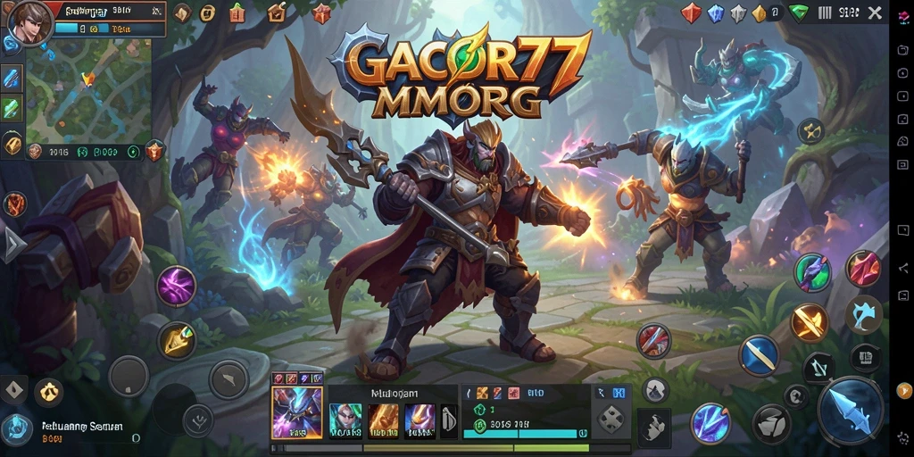 Tangkapan layar menunjukkan pertarungan seru di dunia MMORPG GACOR77.