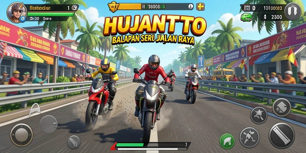 Screenshot menunjukkan balapan seru dengan mobil-mobil cepat.