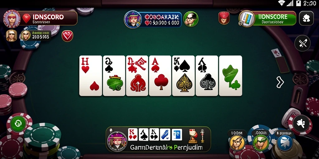 Screenshot utama IDNSCORE menampilkan serunya gameplay Domino yang kompetitif.