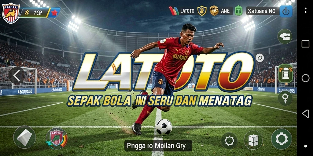 Tampilan gameplay LATOTO yang menegangkan di lapangan sepak bola.