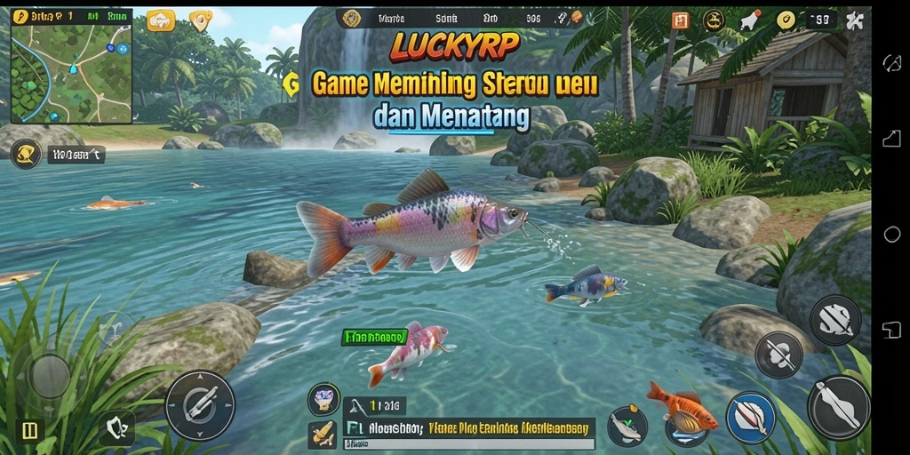 Tampilan gameplay LUCKYRP dengan aksi memancing yang seru.