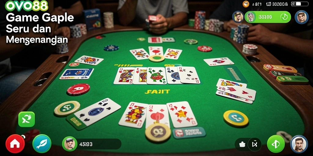 Tampilan gameplay seru dalam OVO88 saat bermain Gaple.