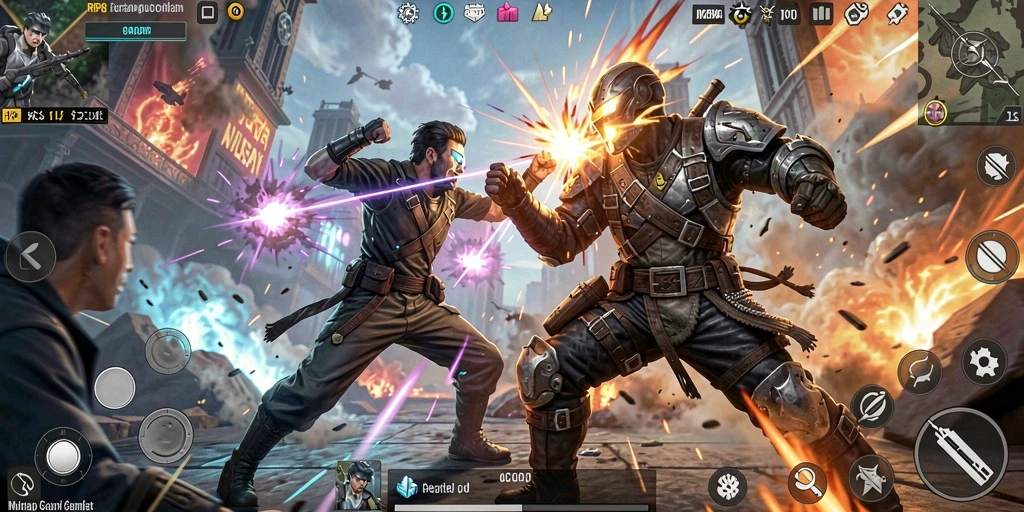Screenshot RP8 yang menunjukkan aksi seru dalam gameplay pertarungan.