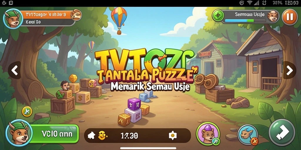 Screenshot gameplay TVTOTO menunjukkan aksi menyelesaikan teka-teki.